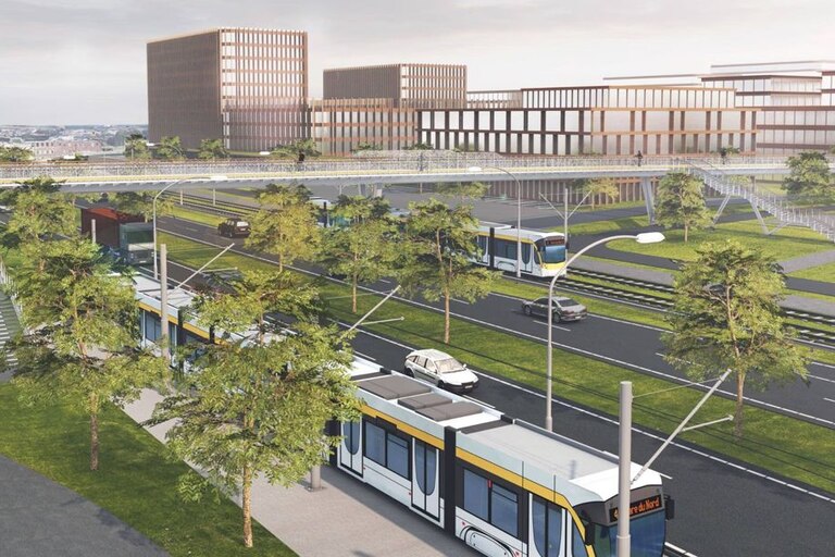 Le tramway reliant la gare du Nord à l'aéroport de Zaventem . ©STIB
